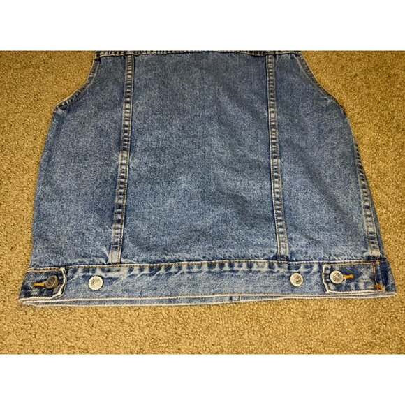 GITANO VTG Jean Denim Jacket Vest 90s Y2k Acid Mid Wash Biker Preppy Grunge M - Picture 6 of 8